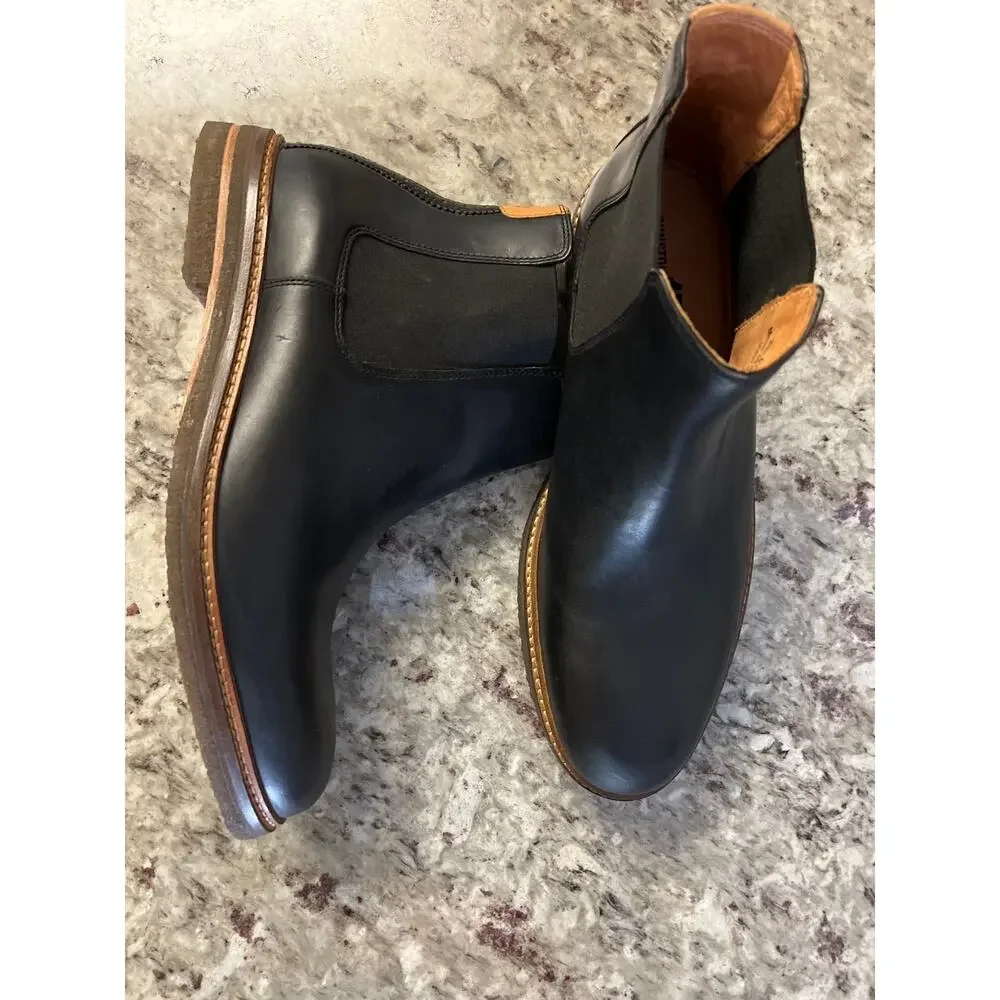 Johnston & Murphy Calder 175th Anniversary Black Leather Chelsea Boot Size 10.5